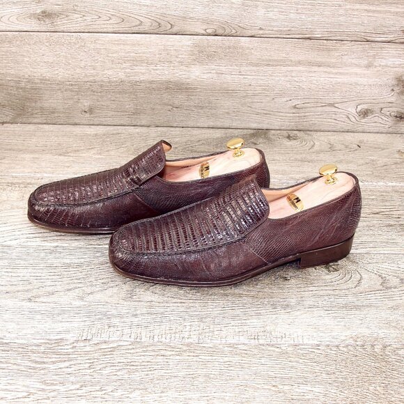 $895 Nordstrom BALLY Genuine Lizard Loafer 11 D Brown * add $15 Cedar Trees - Picture 8 of 14